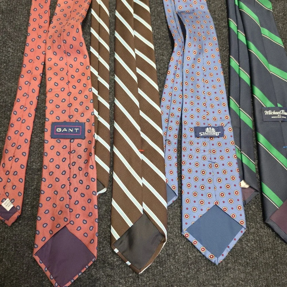 Mens Necktie Lot 6pc Gant Stafford Van Heusen Stripes Paisley Medallion Tie